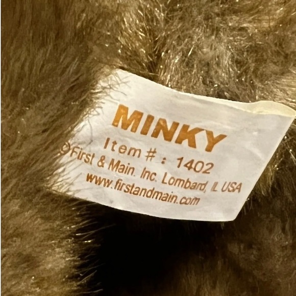 First And Main Minky Brown Bear With Tags 7.5” Sitting Plush Bear - Picture 4 of 6